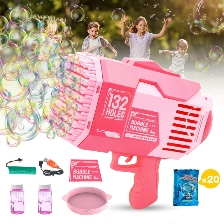 Bubble Machine Gun, Bubble Gun with Lights, Bubble Solution, 69 Holes  Bubbles Machine for Kids Adults, Summer Toy Gift for Outdoor Indoor  Birthday