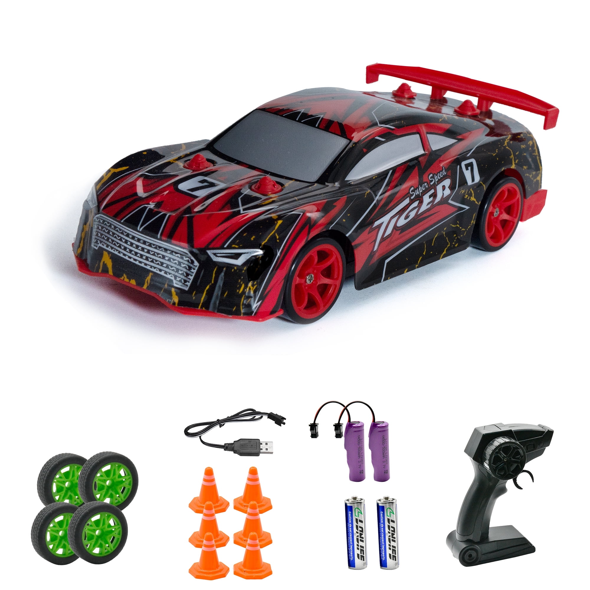 Remote Control Car RC Drift 2.4GHz 1:24 Scale 4WD 15KM/H High Speed Model  Vehicle with LED Lights Drifting Tire Racing Sport Toy for Adults Boys  Girls