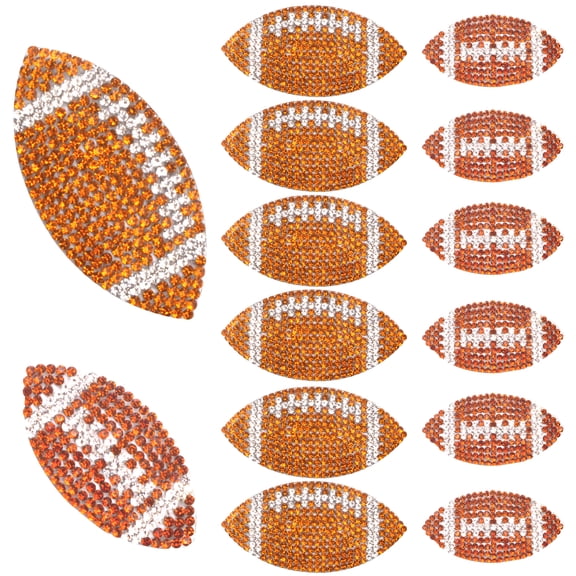 AGNURCADE 12Pcs Sequin Football & Rugby Rhinestone Iron On Patches, Crystal Hotfix Bling Rhinestone Heat Transfer Appliques for Clothes, Hats, Bags, Shoes DIY Crafts
