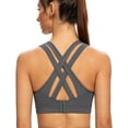 thumbnail image 1 of AGONVIN Women's High Impact Plus Size Large Bust Sexy Strappy Back Padded Sports Bra Iron Gray Large Plus, 1 of 6