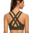 thumbnail image 1 of AGONVIN Women's High Impact Plus Size Large Bust Sexy Strappy Back Padded Sports Bra Olive Green Large, 1 of 6