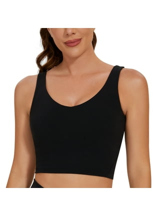 TAIPOVE Longline Sports Bra Crop Tops Workout Tops Athletic Black