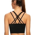 thumbnail image 1 of AGONVIN Women's Strappy Longline Yoga Sports Bra Padded Wireless Crop Top Cami Tank Top Black X-Large, 1 of 7