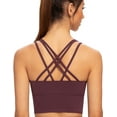 thumbnail image 1 of AGONVIN Women's Strappy Longline Yoga Sports Bra Padded Wireless Crop Top Cami Tank Top Fig Purple Small Plus, 1 of 7