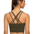thumbnail image 1 of AGONVIN Women's Strappy Longline Yoga Sports Bra Padded Wireless Crop Top Cami Tank Top Olive Green Large, 1 of 7