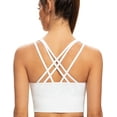 thumbnail image 1 of AGONVIN Women's Strappy Longline Yoga Sports Bra Padded Wireless Crop Top Cami Tank Top White Small, 1 of 7