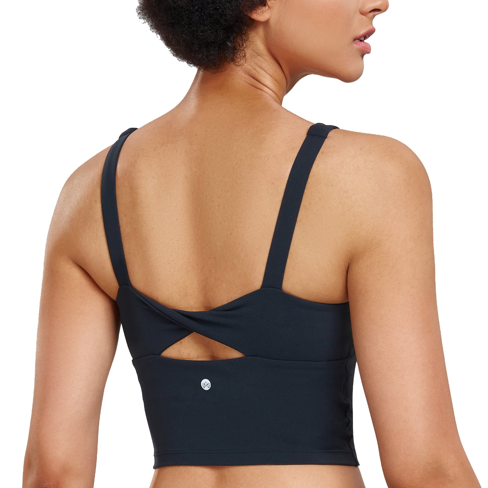 Women's Fixed Shoulder Yoga Bras Seamless No-Underwire Stretch Padded  Support Longline Workout Tank Top Cross Back Fitness Running Sports Bras 