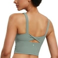 thumbnail image 1 of AGONVIN Women’s Wirefree Padded Twist Back Tank Tops Yoga Sports Bra with Support Matcha Green XL, 1 of 7