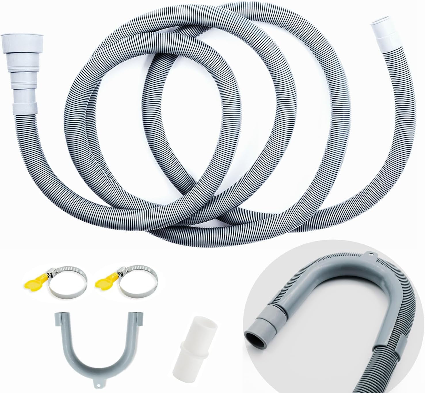 AGOOBO Washing Machine Drain Hose,10 FT Universal Washer Drain Hose Extension Kit with U-Bend Hose Holder and 2 Hose Clamps, Fits for 3/4 to 1-1/2 inch Drain Outlets