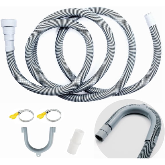 AGOOBO Washing Machine Drain Hose,10 FT Universal Washer Drain Hose Extension Kit with U-Bend Hose Holder and 2 Hose Clamps, Fits for 3/4 to 1-1/2 inch Drain Outlets