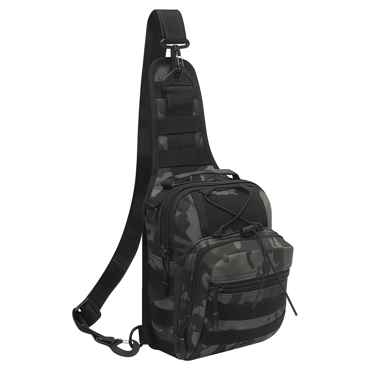 AGOPLEE Tactical Fishing Tackle Bag, Fishing Sling Backpack  with Rod & Gear Holder Outdoor Fishing Shoulder Pack for Fishing