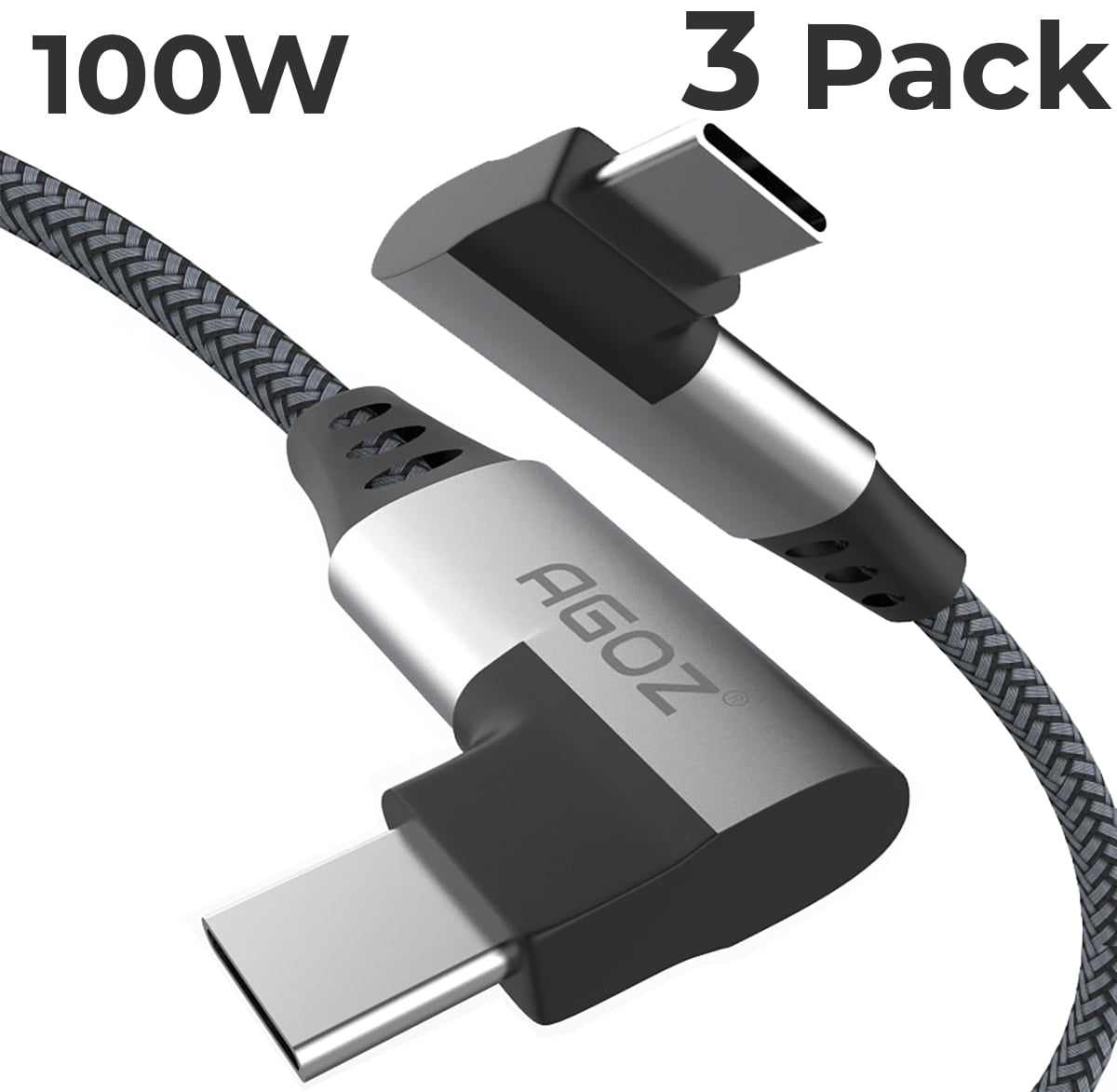 AGOZ 100W 90° Right Angle USB C to USB C Cable Fast Charger 5A Type C