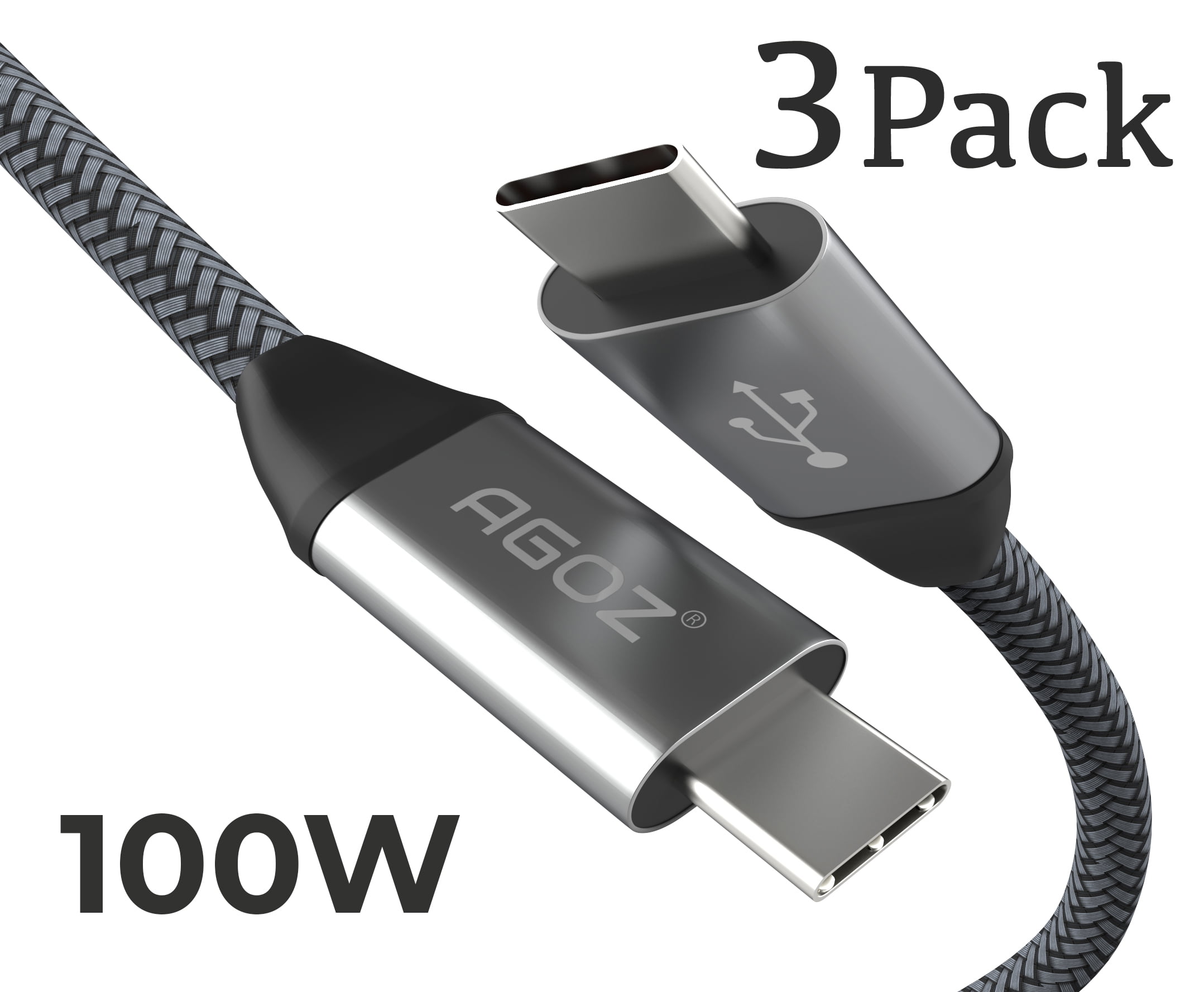 AGOZ 100W USB C to USB C Cable Fast Charger 5A Type C Gray Cord for