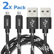 AGOZ 2 Pack 6ft Micro USB Data Fast Charging Charger Cable Cord for Samsung Galaxy Note 5, 4, S7, S7 Edge, S7 Active, S6, S6 Edge Plus, S6 Edge, S6 Active, S4 Active, S4, S4 Mini