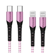 AGOZ 2 Pack 6ft Pink Apple MFI Certified Lightning to USB C Cable, Braided Fast Charger Cord Compatible with iPhone 14 Pro Max, 14 Plus, 13, 12, 13 Mini iPhone SE, iPhone 11 XR X XS 8 7 6 5