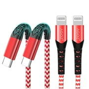 AGOZ 2 Pack 6ft Red Apple MFI Certified Lightning to USB C Cable, Braided Fast Charger Cord Compatible with iPhone 14 Pro Max, 14 Plus, 13, 12, 13 Mini iPhone SE, iPhone 11 XR X XS 8 7 6 5
