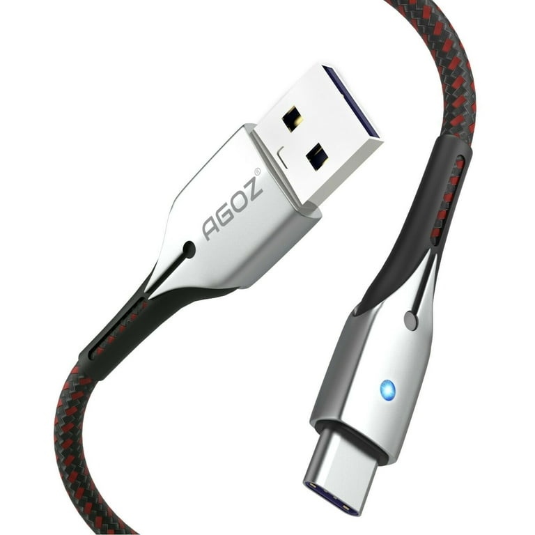 AGOZ Braided USB C Cable with LED Light Fast Charger Type C Cord