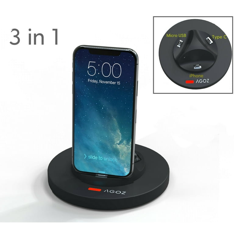 AGOZ Fast Charger Dock Holder Stand Charging Station for Apple iPhone 15  Pro Max, iPhone 15 Plus, iPhone 14 Pro Max, 13 Pro Max, 13, 12 Mini, 12 Pro  Max, 11, 11