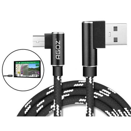 AGOZ L Shape Micro USB Fast Charger Cable for Car GPS Garmin Approach G30 G8 G80, Dash Cam Tandem 45 46 55 56 65W 66W Mini, Garmin Varia RTL510 RTL511 RVR315, Approach R10 Z80 Z82, Alpha 10 200 200i