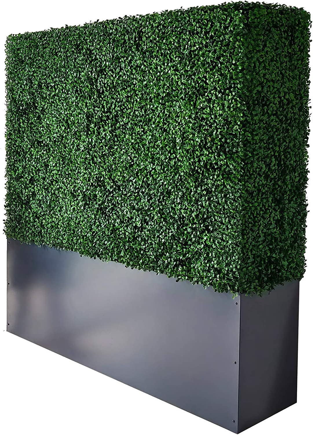 AGPL Upgraded Artificial Boxwood Hedge Wall with Gray Color Planter ...