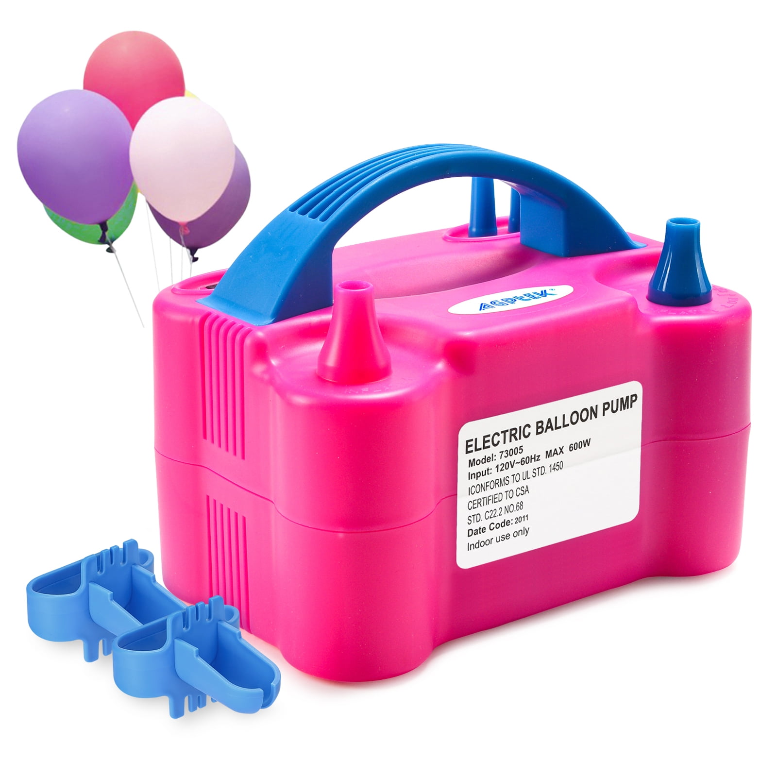 AGPTEK 110V 600W Electric Air Balloon Pump Dual Nozzle Inflator/Blower ...