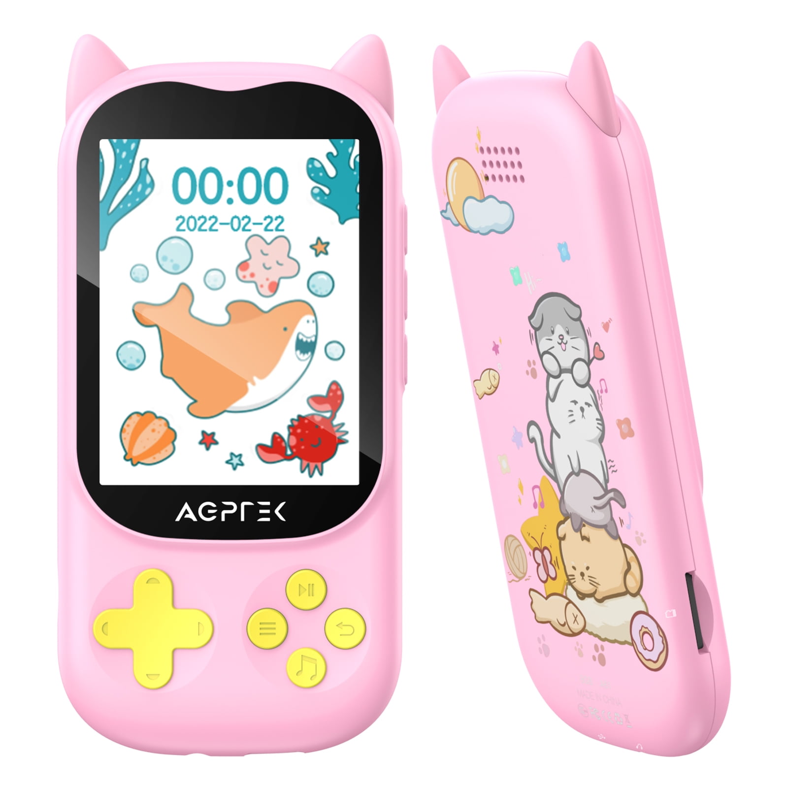 AGPTEK MP3 Player for Kids, Portable 8GB Music Player with Built-in  Speaker, FM Radio, Voice Recorder, Expandable Up to 128GB, Rose  Gold/Blue,K1