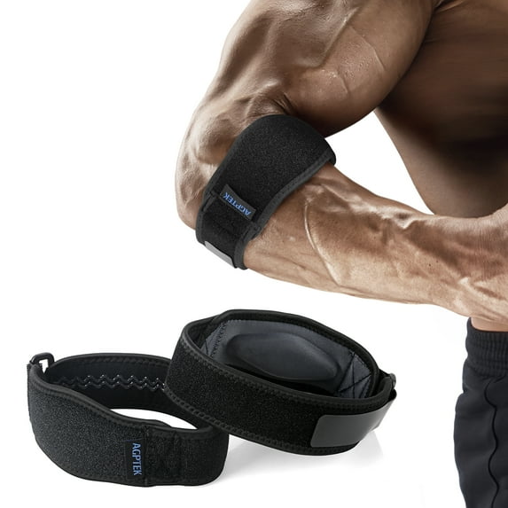 AGPTEK Elbow Brace, Adjustable Support Strap with Compression Pad, Effective Pain Relief for Elbow Tendonitis, Grey