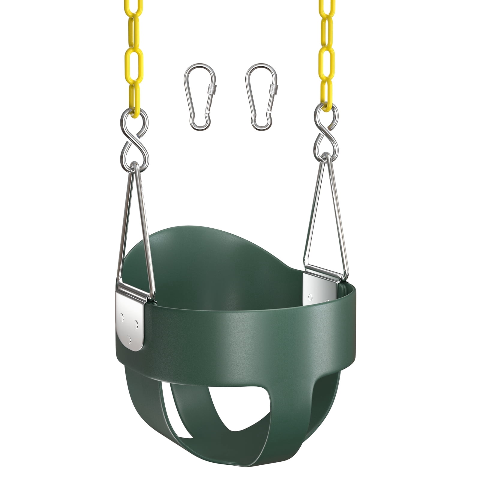 AGPTEK High Back Full Bucket Toddler Swing Seat Infant Swing with Yellow Coated Swing Chains and Carabiners Baby Swing Outdoor, Green