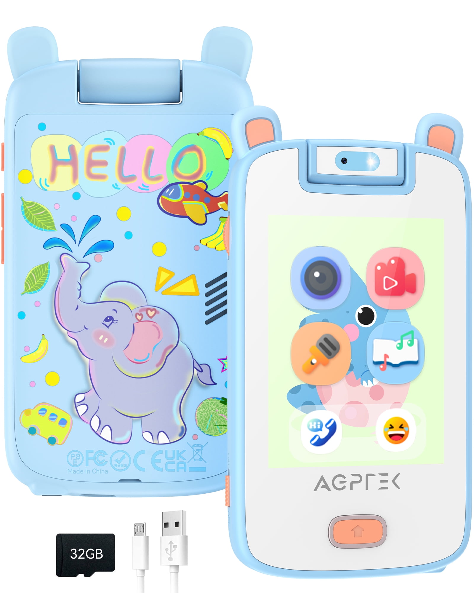 AGPTEK Téléphone Portable Enfant à Écran Tactile, Téléphone Jouet