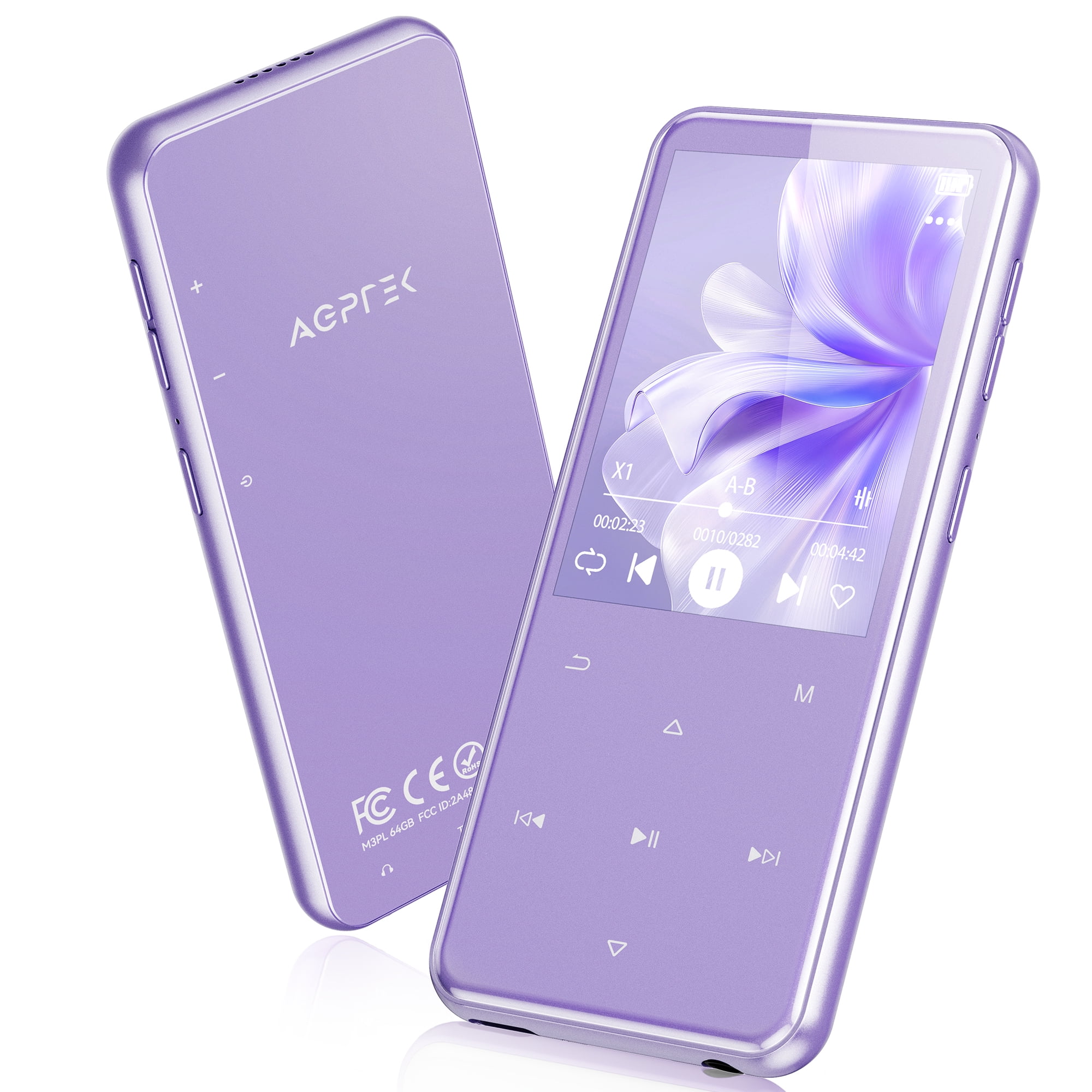 AGPTEK Lettore MP3 Bluetooth 5.3, Lettore Musicale da 64 GB in Metallo, Schermo da 2,4, qualità Sonora HiFi, MP4 con Pulsanti Touch, Altoparlante, Radio FM, Registratore, 60 Ore di Musica - Viola AGPTEK Lettore MP3 Bluetooth 5.3, Lettore Musicale da 64 GB in Metallo, Schermo da 2,4, qualità Sonora HiFi, MP4 con Pulsanti Touch, Altoparlante, Radio FM, Registratore, 60 Ore di Musica - Viola