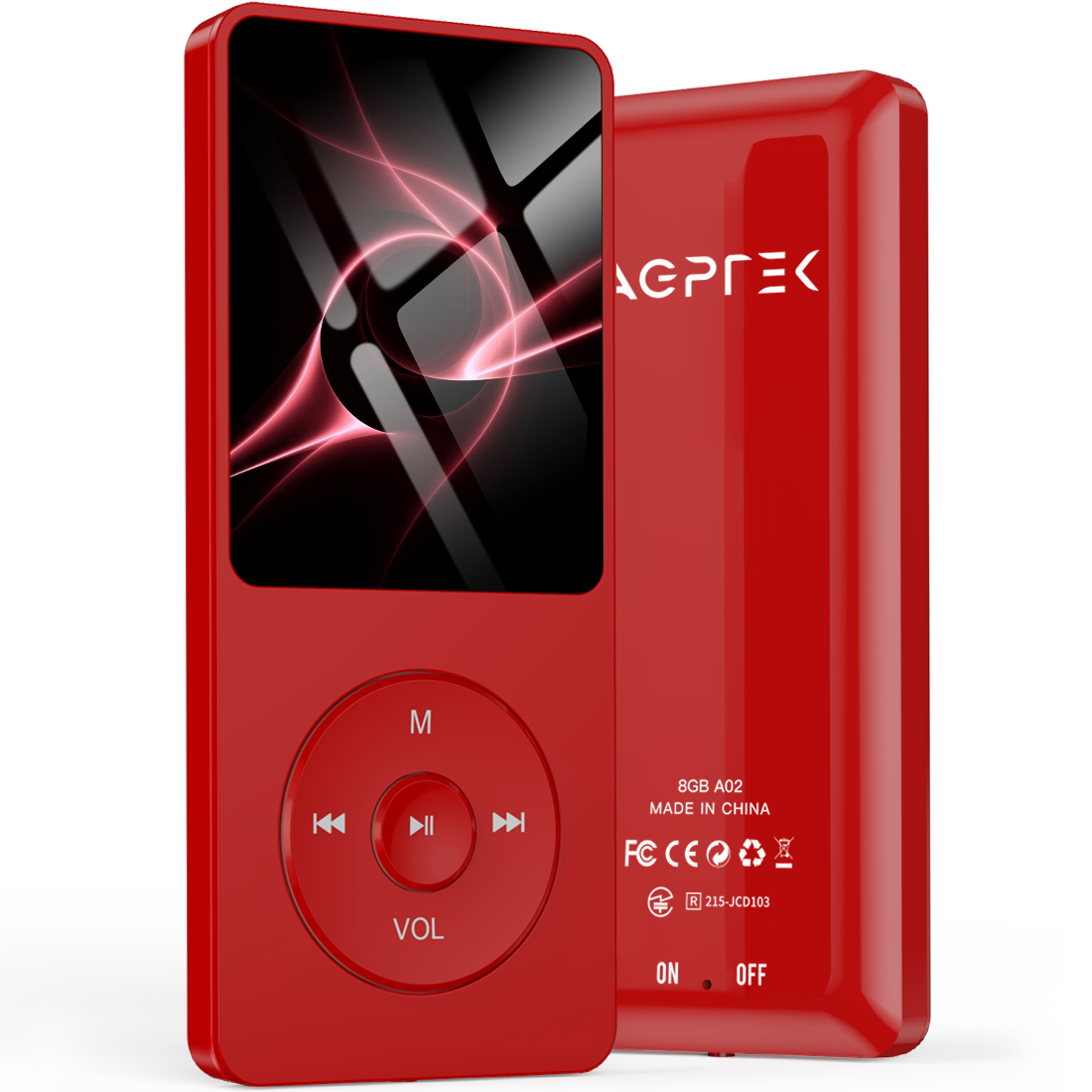 AGPTEK MP3 Player, 70 Hours Playback Lossless Sound Music Player, A02 8GB Rose Gold/Dark Blue/Black/Red - image 1 of 9