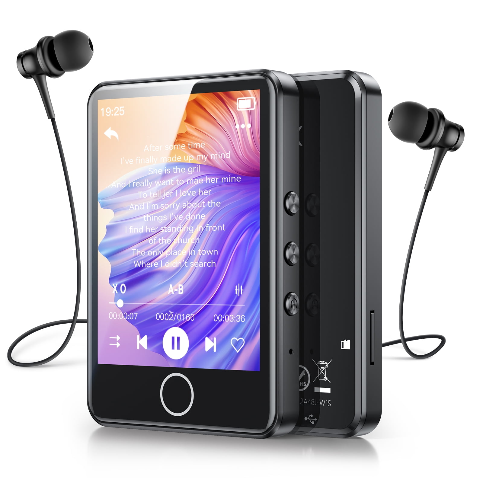 AGPTEK MP3 Player with Touch Screen 2.8 inch Bluetooth 5.3, 64GB M1