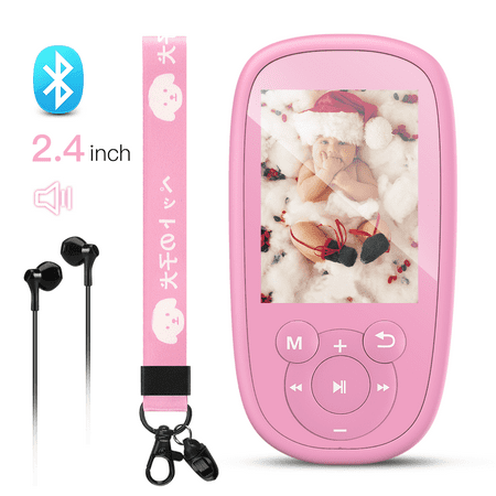 AGPTEK Music Player for Kid, Bluetooth MP3 Player, Built-in Speaker 8GB, K2 Pink