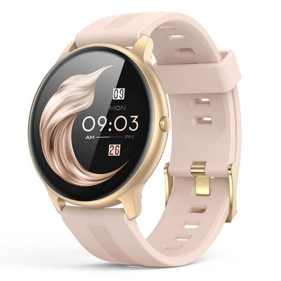 AGPTEK Smart Watch for Android and iOS Phones IP68 Waterproof Activity Tracker with Full Touch, Color Screen Heart Women, Pink