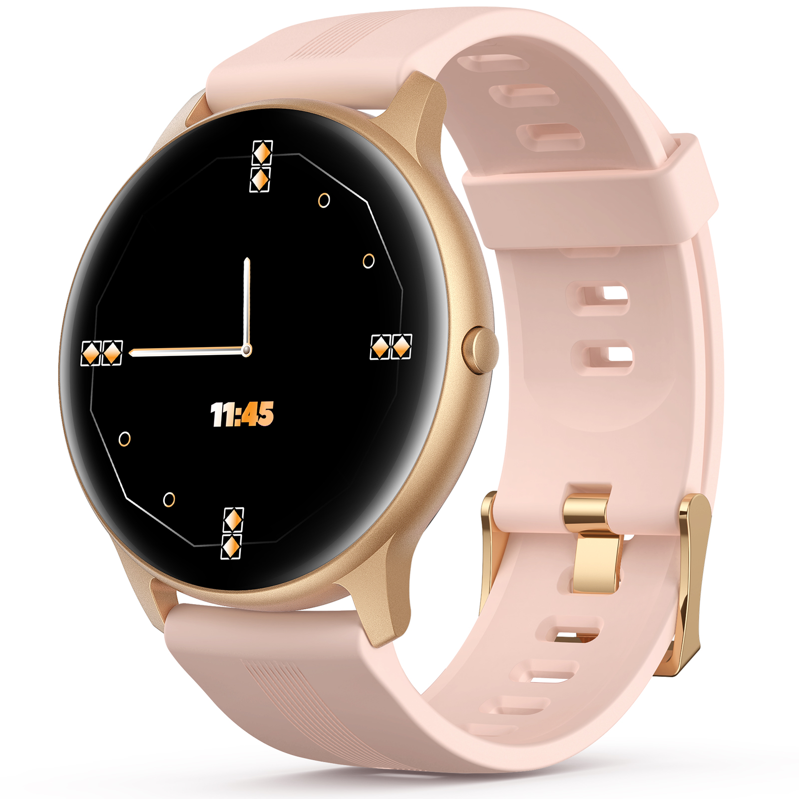 AGPTEK Smart Watches, 5ATM Waterproof Wristwatch for iPhone Android Phones, Pink