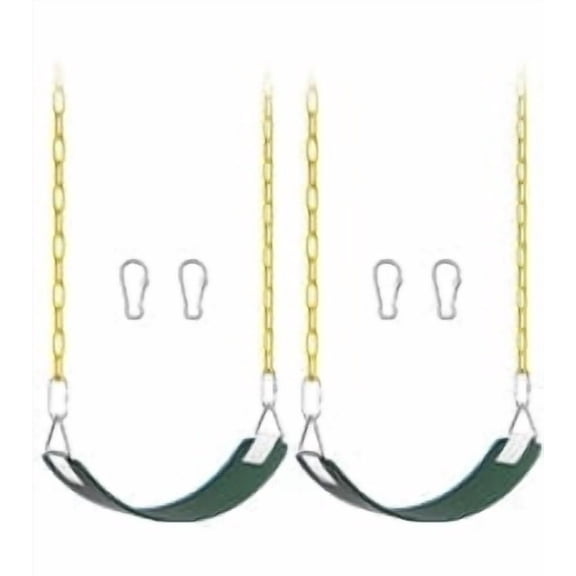 AGPTEK 2pcs Replacement Swing Seat for Swing Set with 66 Inch Anti-Rust Chains, Support 250lb, Cushion Accessories Replacement with Snap Hooks for Outdoors, Playground, Jungle Gym, Green