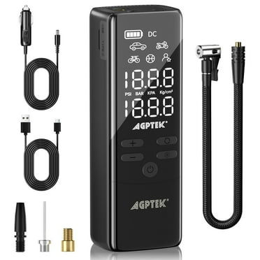 AGPTEK Tire Inflator Portable Air Compressor-150PSI & 7500mAh& 12V DC Tire Pressure Gauge Electric Air Pump for Cars, Bikes & Motorcycle Tires, Balls