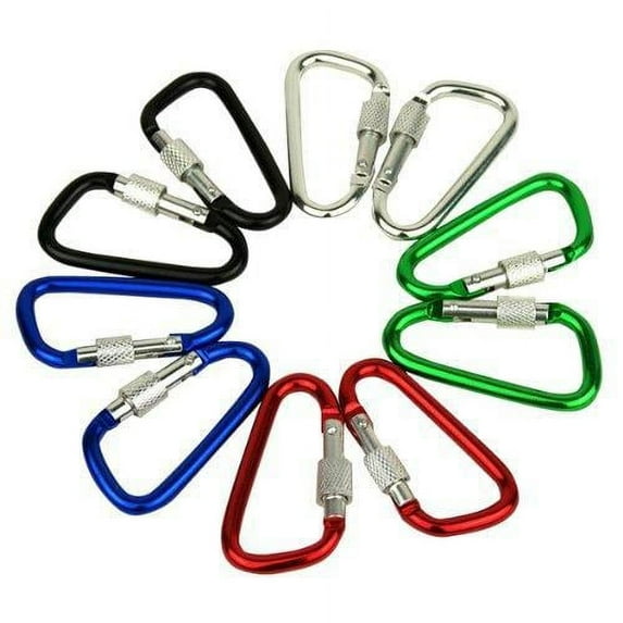 AGPtek 24 Pcs 3" / 8cm Aluminum Carabiner D Shape Buckle Pack Keychain Locking Clip Hook Buckle