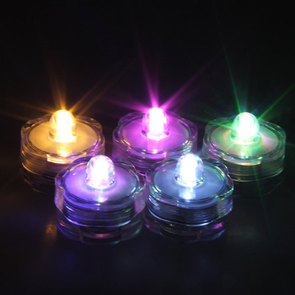 Multicolor Submersible Waterproof LED Flameless Tealight Candles, 1-Inch, Set of 24