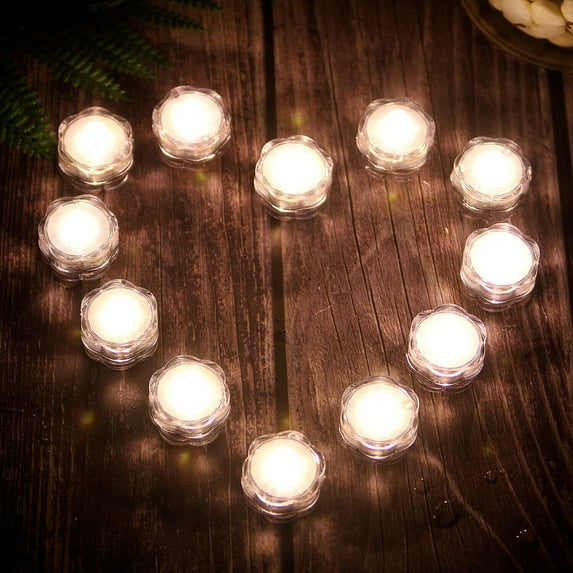 AGPtek 24x LED Submersible Waterproof Wedding Decoration Battery Light Candles Warm White