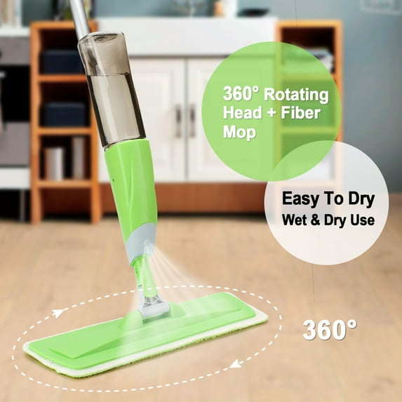 AGPtek 360 Degree Floor Spray Mop Cleaner Starter Kit with Capacity Bottle and Reusable Microfiber Pad