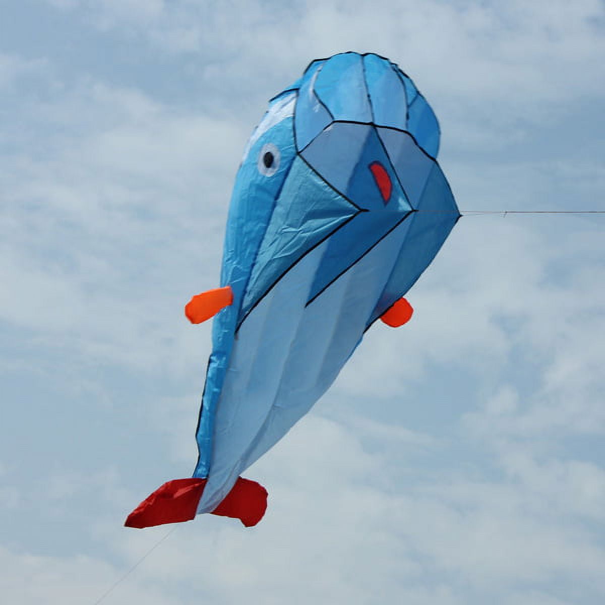 AGPtek 3D Kite Huge Frameless Soft Parafoil Giant Dolphin Kite Blue 