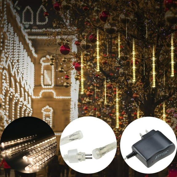 AGPtek 8pcs 50cm Tube Colorful Meteor Shower Rain Lights Snowfall Light for Wedding Party Christmas Decor Warm White