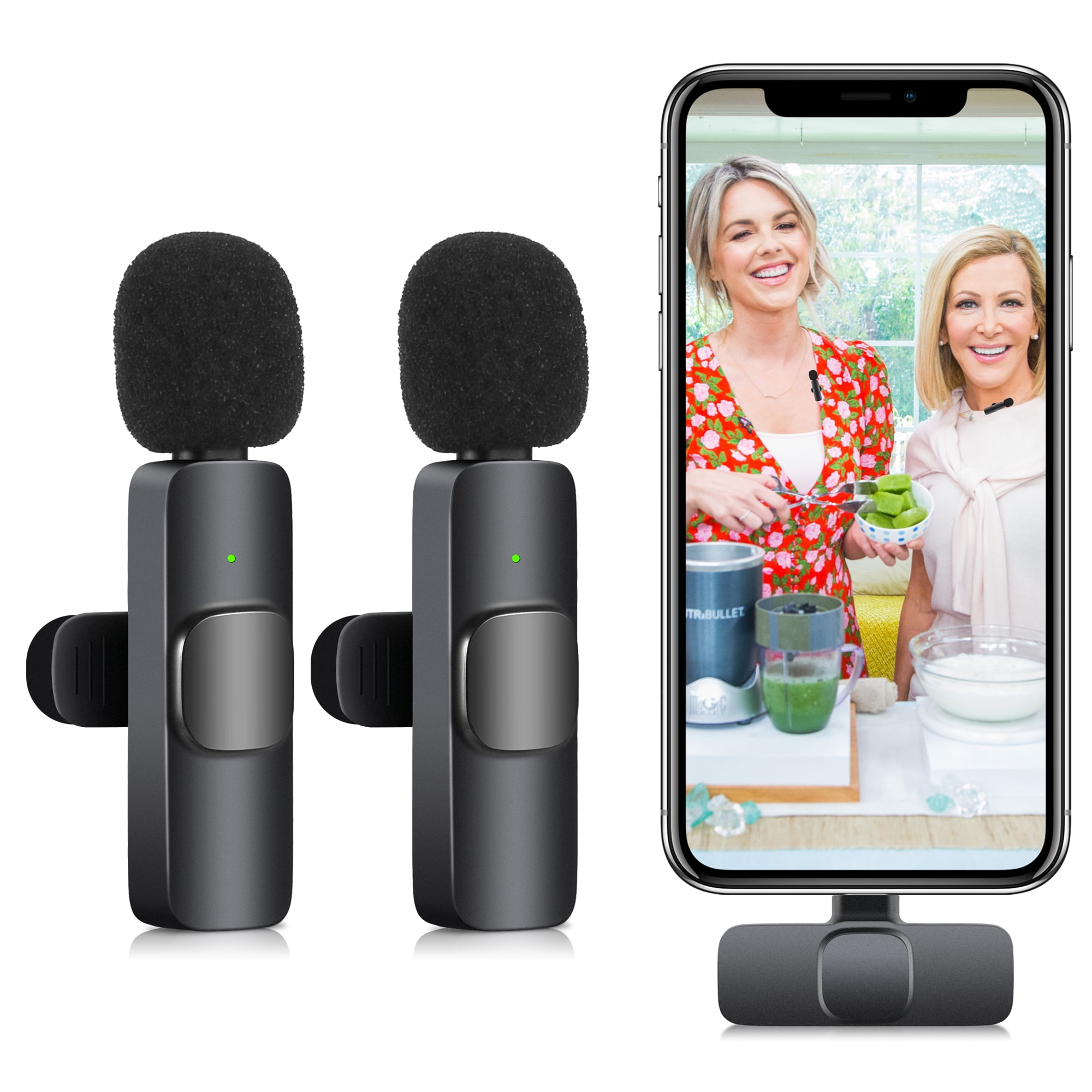 AGPtek Dual Wireless Lavalier Microphone for Apple iPhone 13 12 11 Max Pro  SE 7 8 X XR XS - Wireless bluetooth microphone for Recording   Facebook Live Stream Tiktok Vlog Interview,Plug and Play 