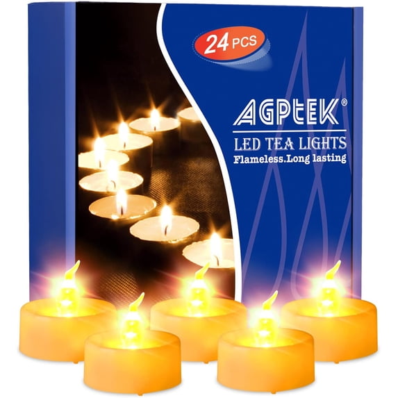 AGPtek Lot 24 Battery LED Amber yellow Tea Light Candle with Timer
