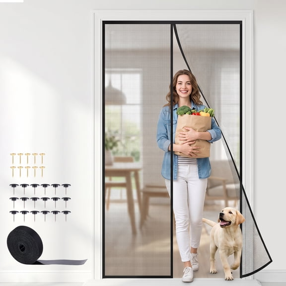 AGPtek Upgraded Magnetic Screen Door - Self Sealing Heavy Duty Mesh Curtain, 39” x 82”