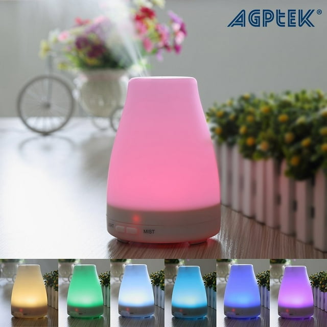 AGPtek Oil Aromatherapy Diffuser Ultrasonic Humidifier with 7 Color Changing LED Waterless Auto Shut-off