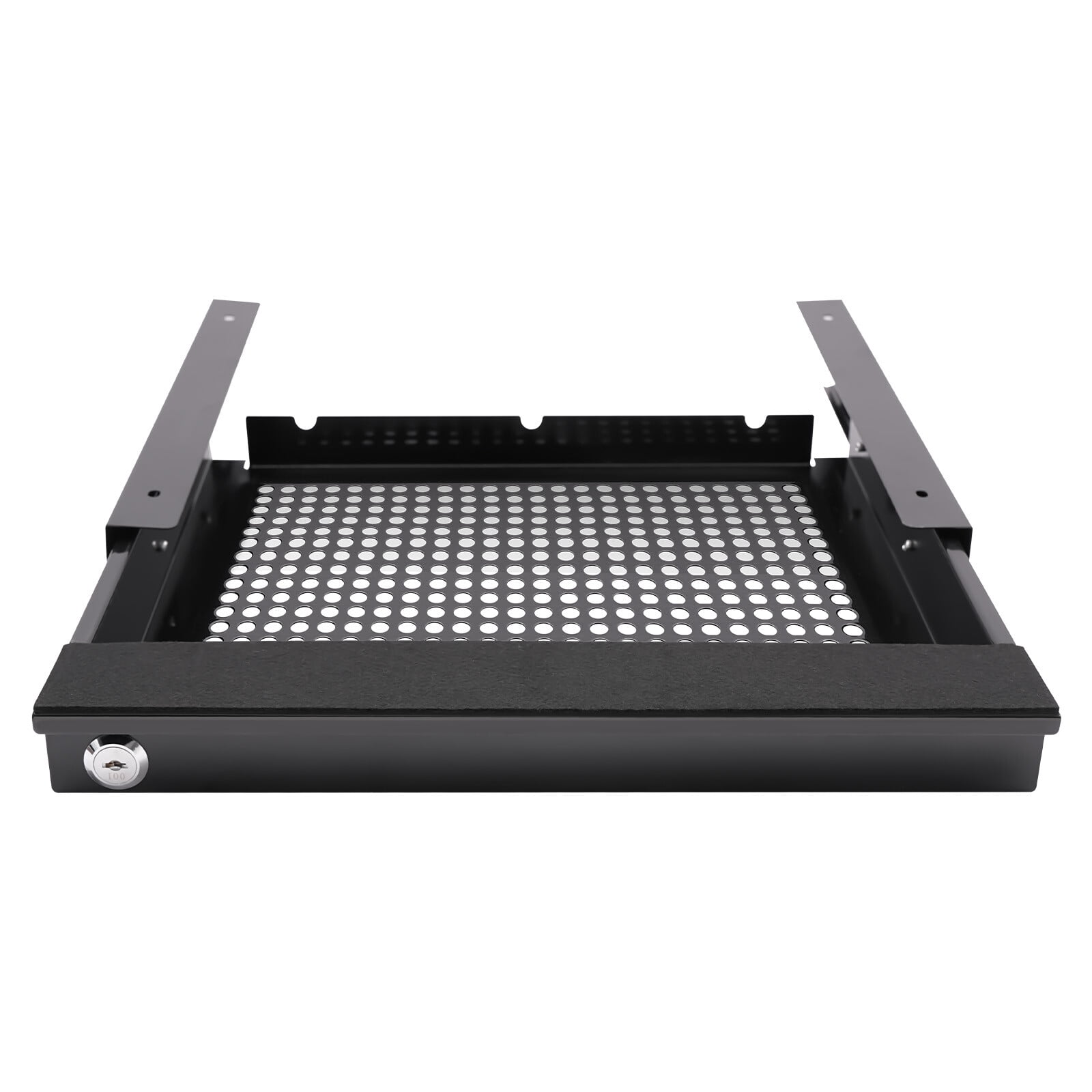 AGRTY 14-inch Under Desk Pull-Out Drawer, Black Iron Sliding Storage ...