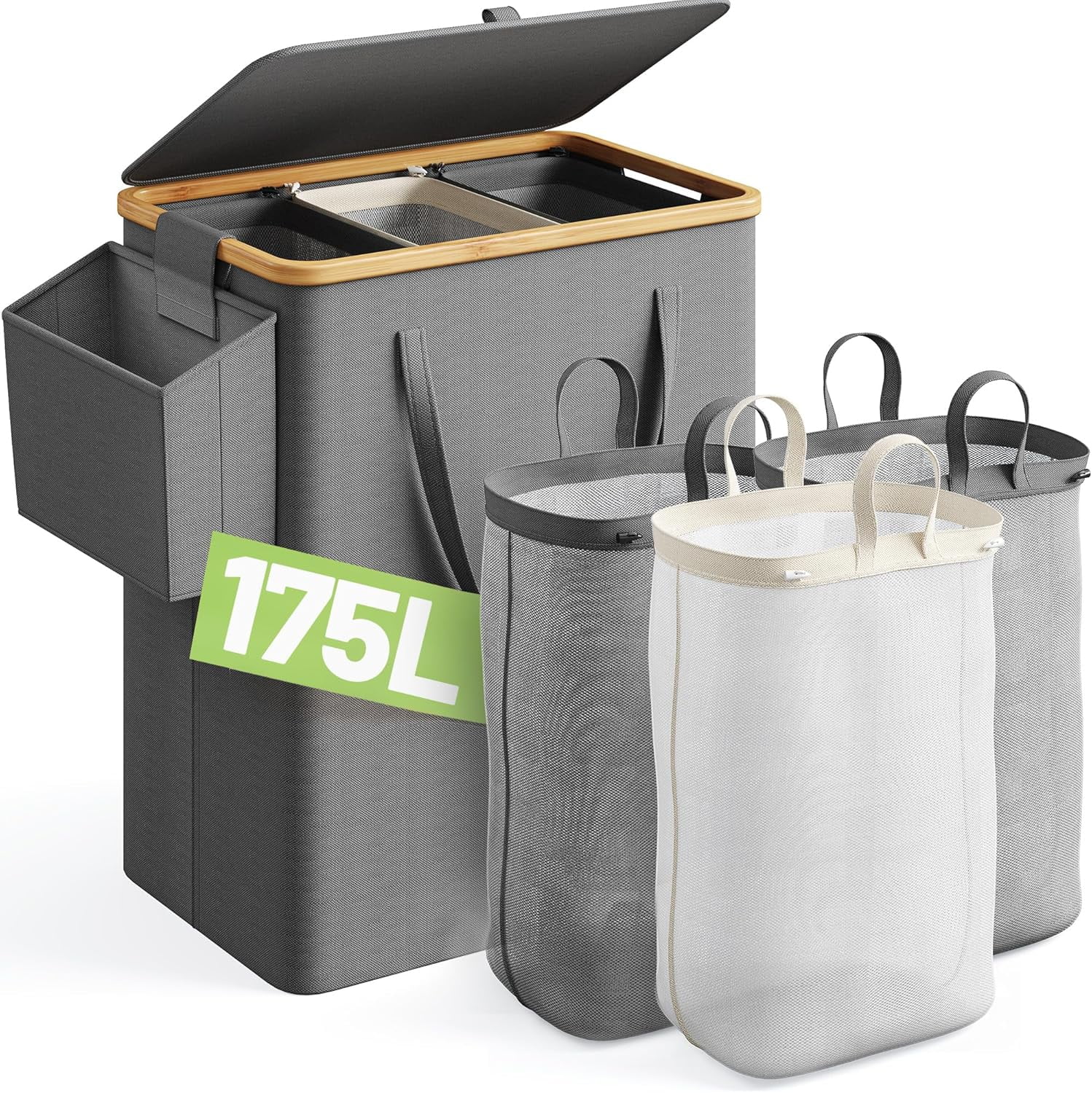 3 Section Laundry Hamper With Lid