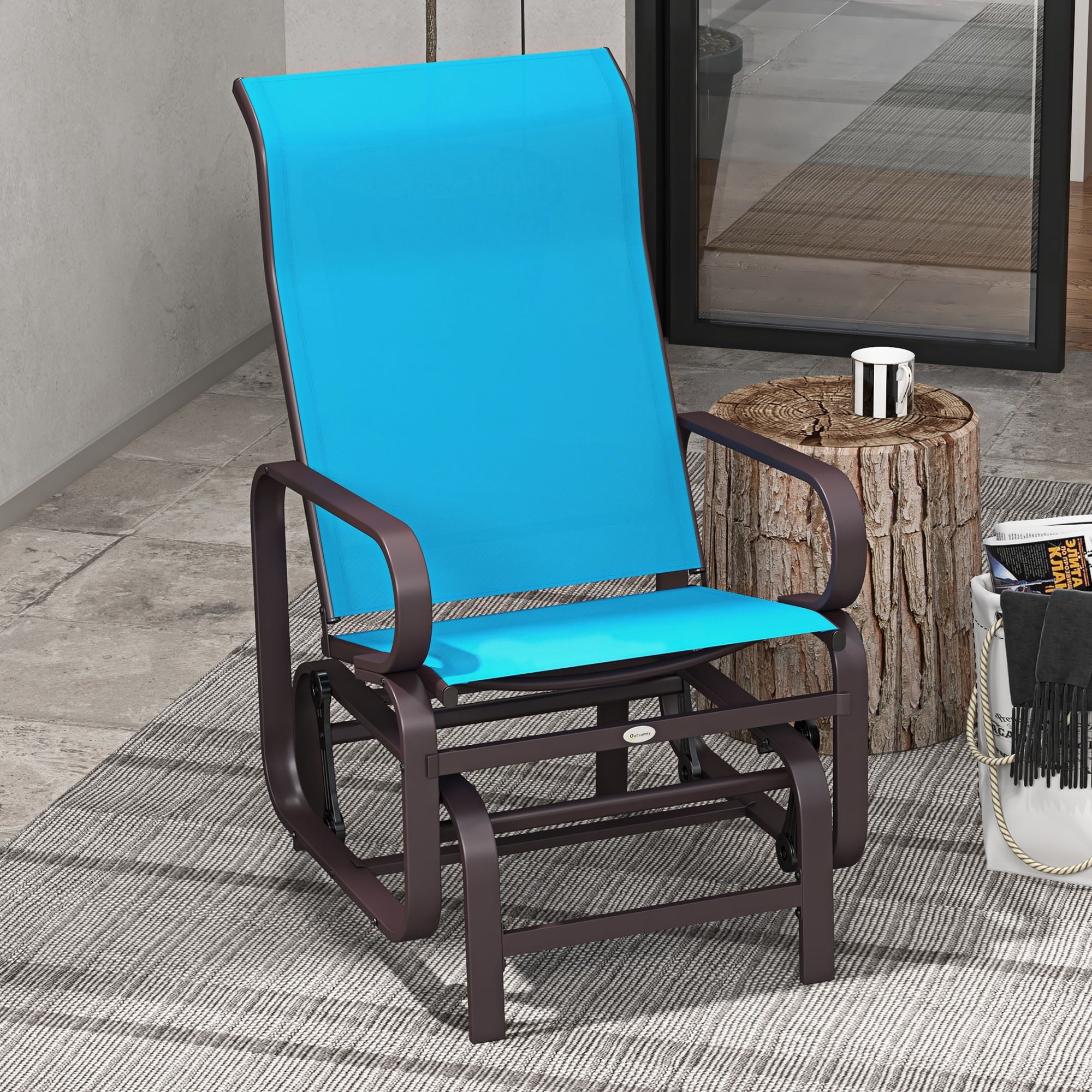 AGRTY Outdoor Glider Chair, Single-Person Patio Rocker with Mesh